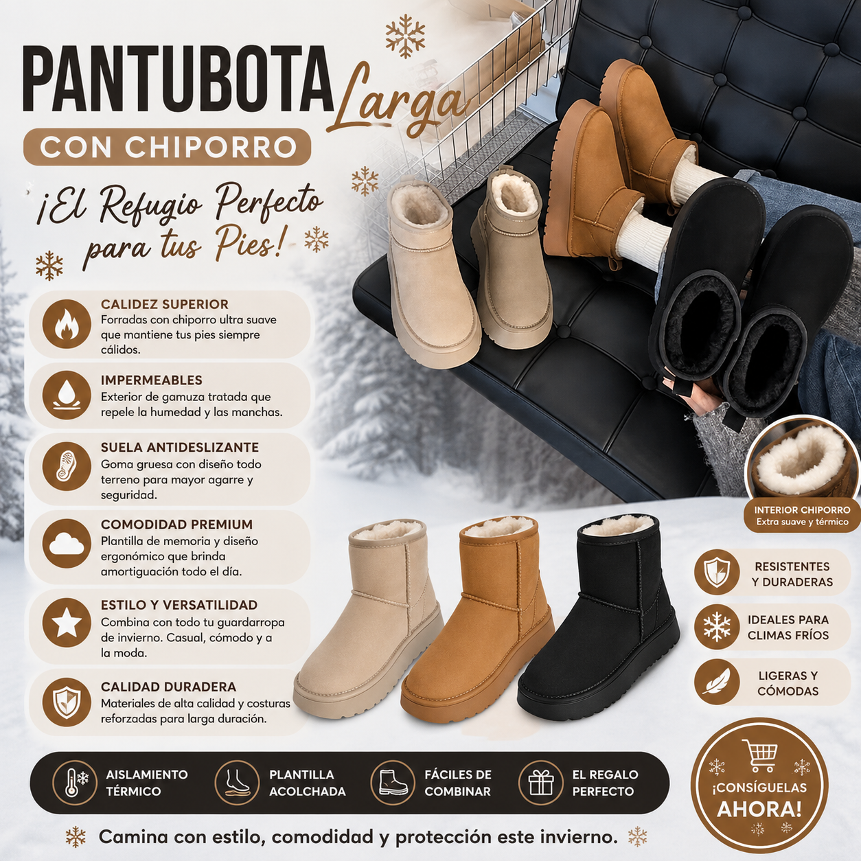 Pantubota Larga Con Chiporro Mujer